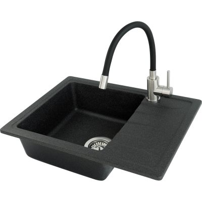Granite sink with a single-bowl tap and drainer
