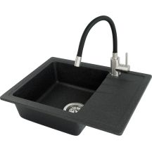 Granite sink with a single-bowl tap and drainer