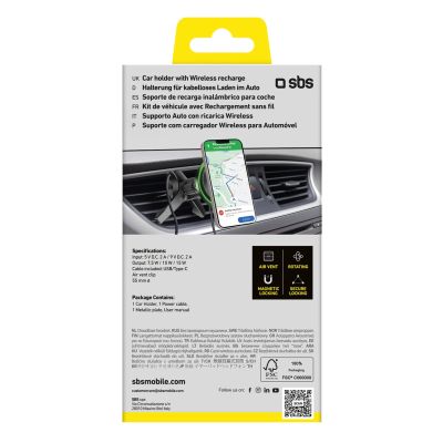 5. Smartphone holder with wireless charger SBS TESUPMAGWIR15W for air vent, compatible with MagSafe - black