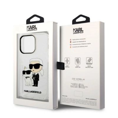 8. Karl Lagerfeld Glitter Karl&Choupette case for iPhone 14 Pro - transparent