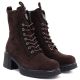 4. Women's leather ankle boots with a block heel and platform, chocolate brown, Vinceza 67009