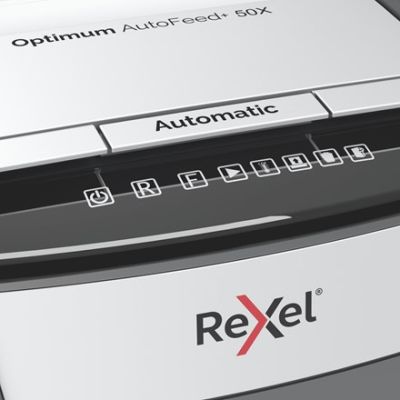 5. Rexel Optimum AutoFeed+ 50X Shredder, (P-4), 50 sheets, 20 l bin