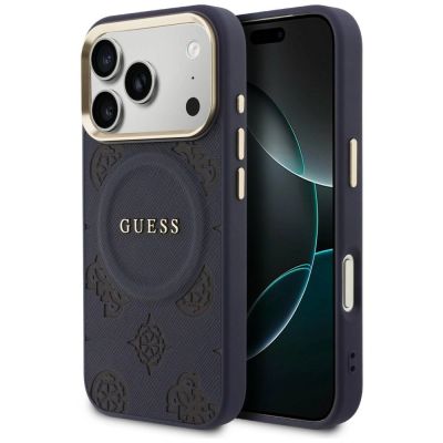 Guess Peony Hot Stamp MagSafe Case for iPhone 17 Pro - Blue