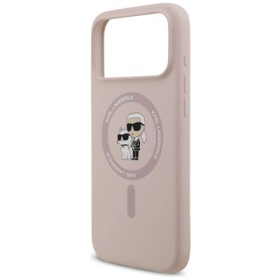 6. Karl Lagerfeld Silicone Karl&Choupette Ring MagSafe Case for iPhone 17 Pro Max - Pink