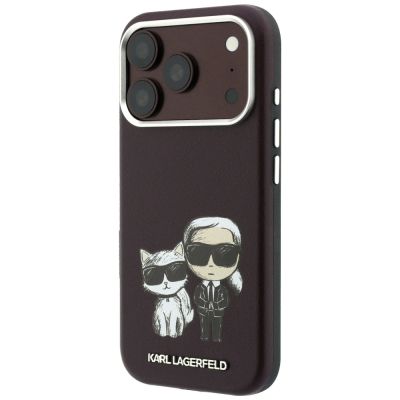 2. Karl Lagerfeld Smooth Karl & Choupette Bodies Sketch MagSafe case for iPhone 18 Pro / 17 Pro - burgundy