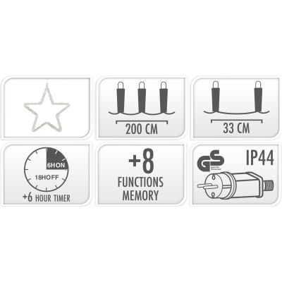 22. CHRISTMAS TREE LIGHTS LIGHT CURTAIN 200x200 CM 415LED WARM WHITE STARS