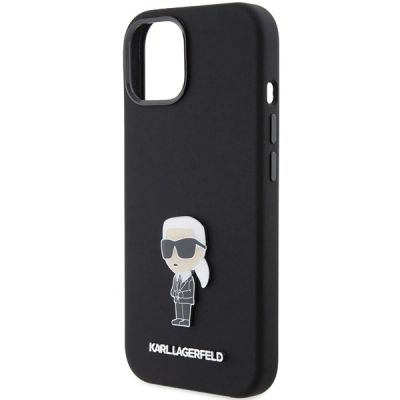 6. Karl Lagerfeld Silicone Ikonik Metal Pin case for iPhone 15 - black