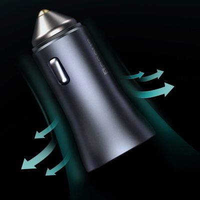 16. Baseus Golden Contactor Pro fast car charger USB Type C / USB 40 W Power Delivery 3.0 Quick Charge 4 + SCP FCP AFC gray (CCJD-0G)