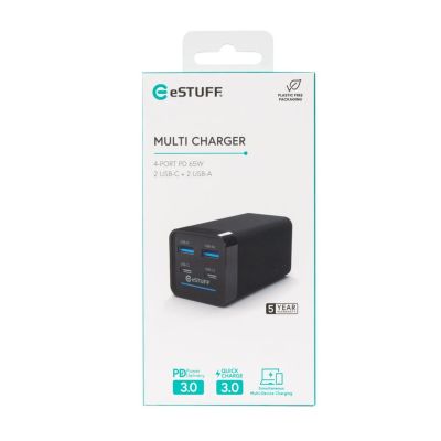 8. eSTUFF ES635200 Mobile Charger Laptop Black AC Fast Charging Internal