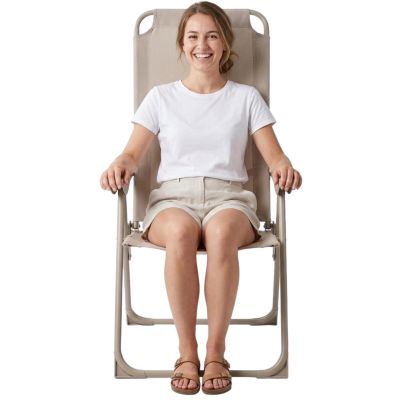 12. REDCLIFFS Beige Folding Camping Chair with Armrests
