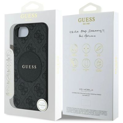 8. Guess 4G Circle Classic Logo MagSafe case for iPhone 16e - black