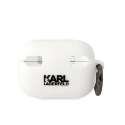 2. Karl Lagerfeld KLAP2RUNCHH AirPods Pro 2 cover white/white Silicone Choupette Head 3D