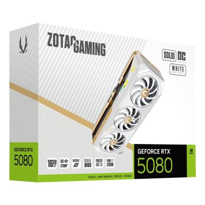 13. ZOTAC GAMING GeForce RTX 5080 SOLID OC 16GB White Graphics Card