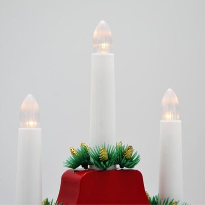 3. WOODEN ADVENT CANDLE HOLDER WHITE 7 LIGHTS BATTERY POWERED RED