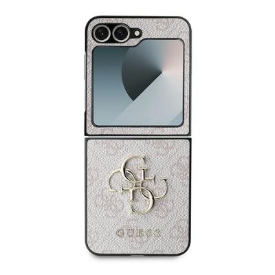 2. Guess Leather 4G Metal Logo Case for Samsung Galaxy Z Flip 6 - Pink