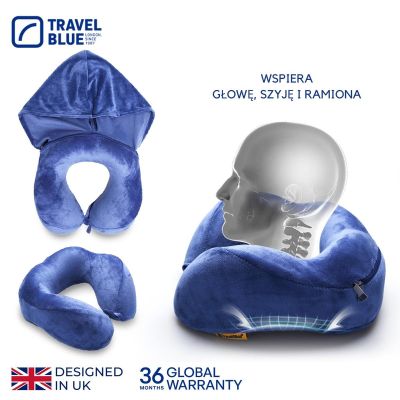 6. TRAVEL BLUE TRANQUILITY HODDIE MEMORY FOAM TRAVEL PILLOW WITH HOOD