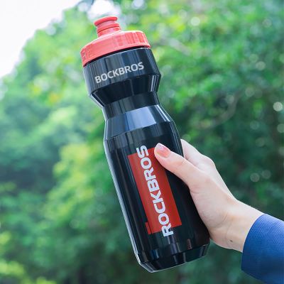 4. Rockbros 750 ml Bike Bottle - Transparent Black with Red Mouthpiece