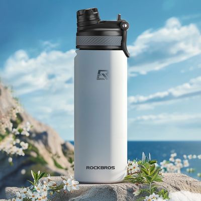 9. Rockbros 35210029006 thermal bicycle bottle for drinks 650 ml - white