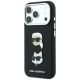 3. Karl Lagerfeld Saffiano Karl&Choupette Heads Pins Strap Logo Case for iPhone 18 Pro / 17 Pro - Black