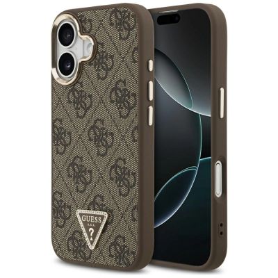 Guess 4G Triangle Logo MagSafe Case for iPhone 17 - Brown and Gold