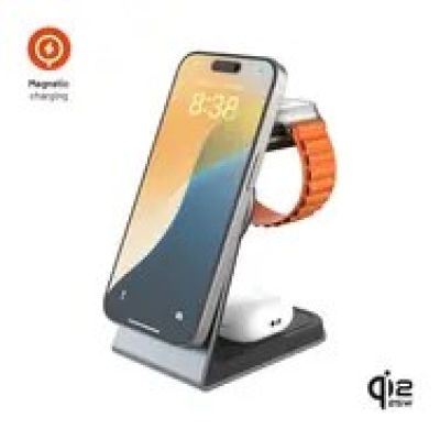 Fixed Charger Stand with 3-in-1 Wireless Charging FIXED MagPowerstation Alu 3 (FIXMPOS-AL3-GR)