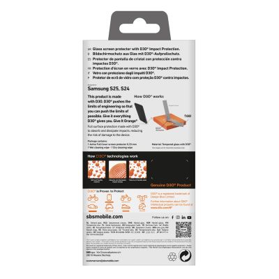4. SBS Tempered Glass D3O with frame for Samsung Galaxy S25 / S24