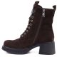 3. Women's leather ankle boots with a block heel and platform, chocolate brown, Vinceza 67009