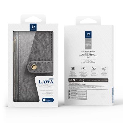 12. Dux Ducis Lawa Leather Case for Samsung Galaxy S25+ with Detachable Magnetic Wallet - Gray