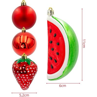 8. DECORATIVE PLASTIC BAUBLE SAFE 7 PCS STRAWBERRY WATERMELON