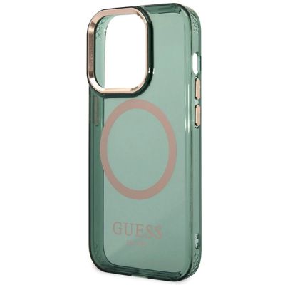 6. Guess GUHMP14LHTCMA iPhone 14 Pro 6.1" green/khaki hard case Gold Outline Translucent MagSafe