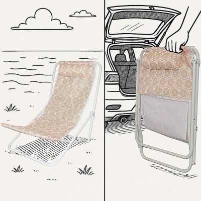 15. FOLDABLE BEACH CHAIR WITH HEADREST, ORANGE