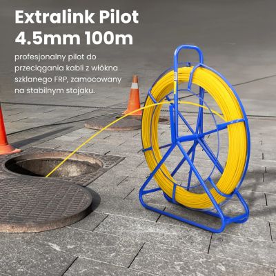 16. Extralink Pilot Cable Puller Pilot 4.5mm 100m FRP Fiberglass, Diameter 4.5mm, Length 100m, Yellow