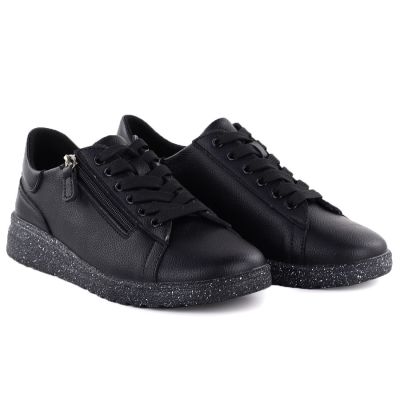 3. Women's leather high-heeled shoes, black, Jezzi 138