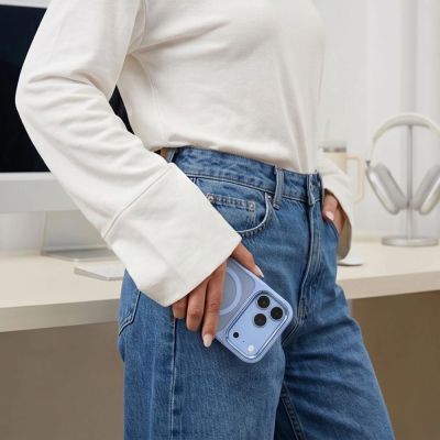7. Tech-Protect Magmat Magsafe CC Case for iPhone 17 Pro Max / 18 Pro Max - Transparent Light Blue