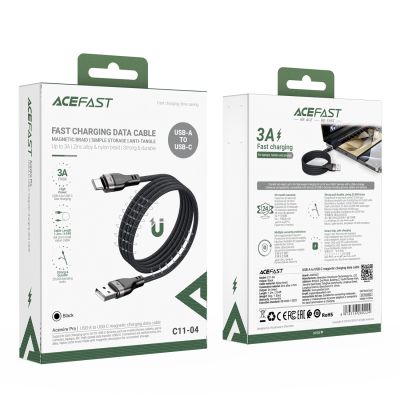8. Acefast C11-04 USB-A - USB-C 3A Cable 1.2m Magnetic Braid - Black