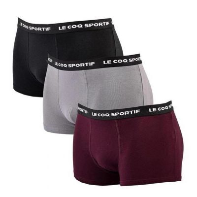 Le Coq Sportif Men's Boxer Briefs 3-Pack Black Gray Burgundy
