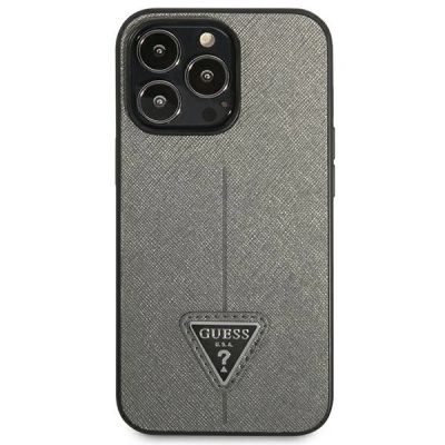 3. Guess Saffiano Triangle Logo case for iPhone 13 Pro Max 6.7" - silver