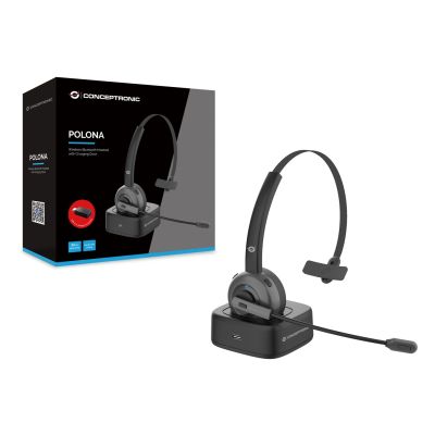2. Conceptronic POLONA03BD Headphones/Headset Wireless Headband Office/Call Center Bluetooth Charging Base Black
