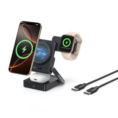 Baseus PicoGo AF21 3-in-1 Qi2.2 35W Wireless Charger with 1m USB-C Cable - Black
