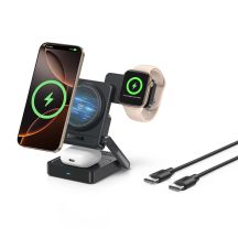 Baseus PicoGo AF21 3-in-1 Qi2.2 35W Wireless Charger with 1m USB-C Cable - Black