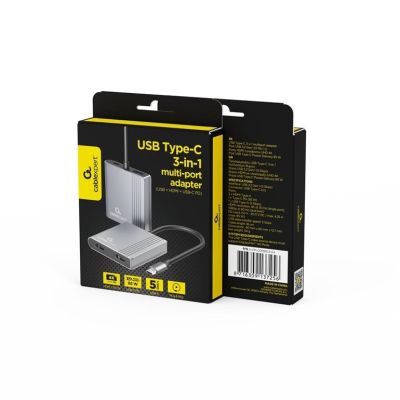 10. GEMBIRD MULTI ADAPTER USB TYPE-C 3 IN 1 (USB PORT + HDMI + PD), COLOR GRAY