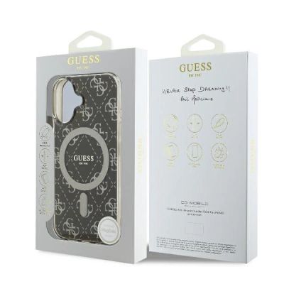 8. Guess IML 4G Background MagSafe iPhone 16 Case - Brown