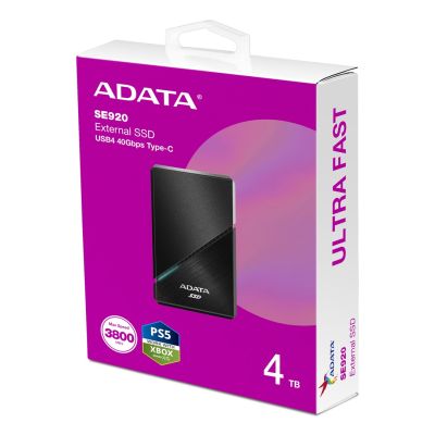 12. ADATA SE920 Thunderbolt Technology 4TB USB Type-C USB4 Gen 3x2 Black