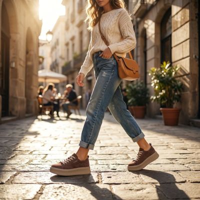 8. Leather platform sneakers, white, Filippo DP6122