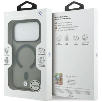 8. BMW Sign Frosted IML & Metal Logo MagSafe Case for iPhone 18 Pro Max / 17 Pro Max - Gray
