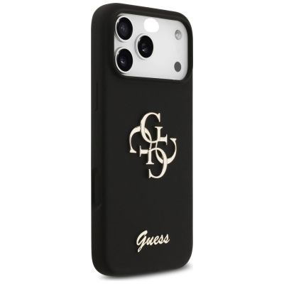 4. Guess Silicone Big 4G Script Case for iPhone 17 Pro Max - Black