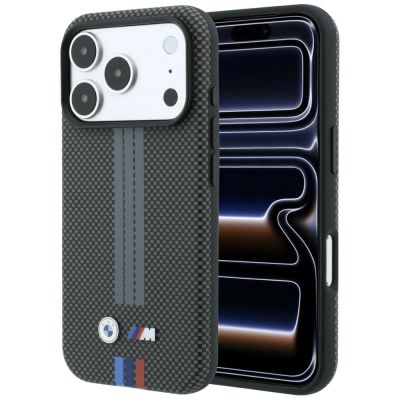 BMW M Quadrille Kevlar Tricolor Print Lines MagSafe Case for iPhone 18 Pro / 17 Pro - Dark Gray