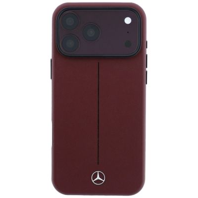 3. Mercedes Leather Semi Wrap Iconic Line MagSafe case for iPhone 18 Pro Max / 17 Pro Max - burgundy