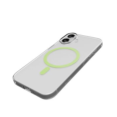 9. Puro Lite Mag TPU+PC Case Compatible with MagSafe for iPhone 17 - Transparent with Green Ring