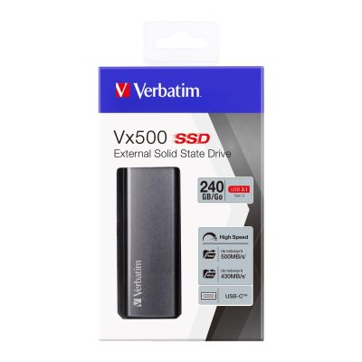 3. VERBATIM VX500 240GB USB-C 3.1 External SSD Drive 47442